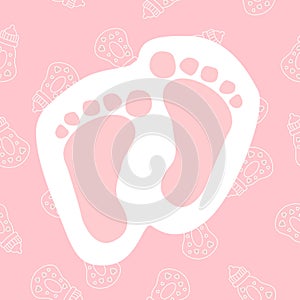 Baby footprint icon. Flat symbol design vector illustration of child footprint. Cute icon for web.